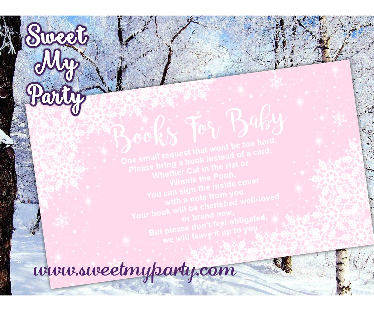 Winter Wonderland Baby Shower pink books for baby tickets,(pink 5)